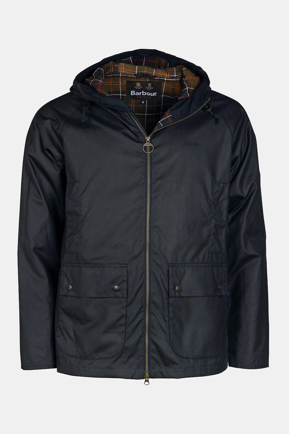 Barbour Hooded Domus Waxed Jacket (Navy/Classic)