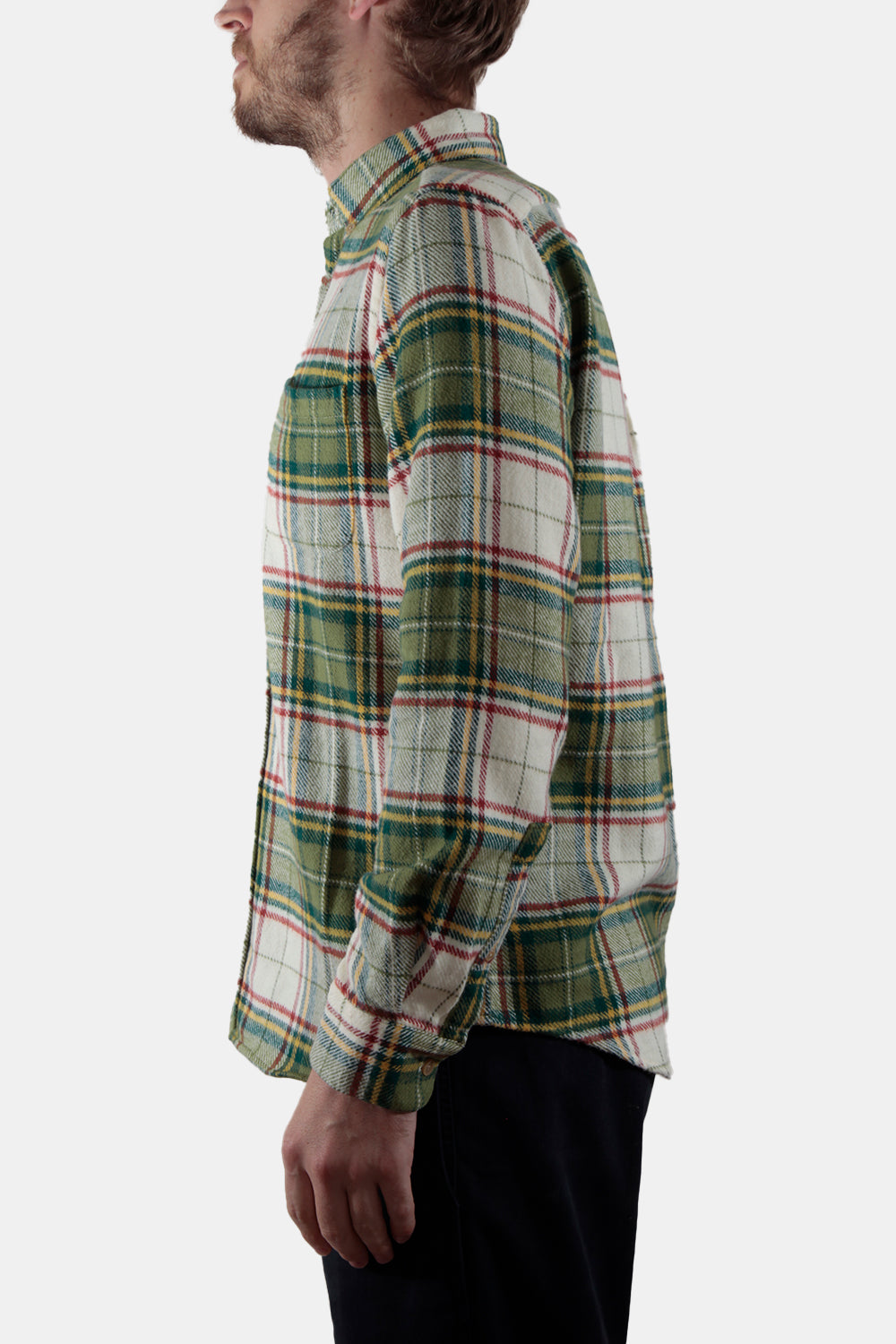 Portuguese Flannel Portlad Check Shirt (Ecru / Green) | Number Six