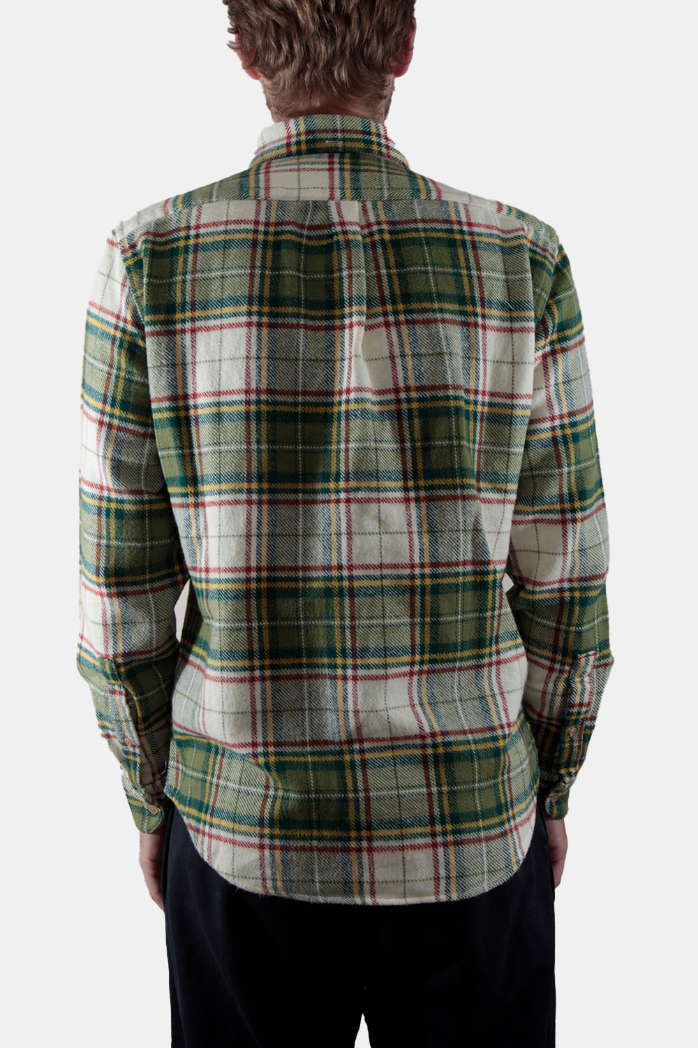 Portuguese Flannel Portlad Check Shirt (Ecru / Green) | Number Six