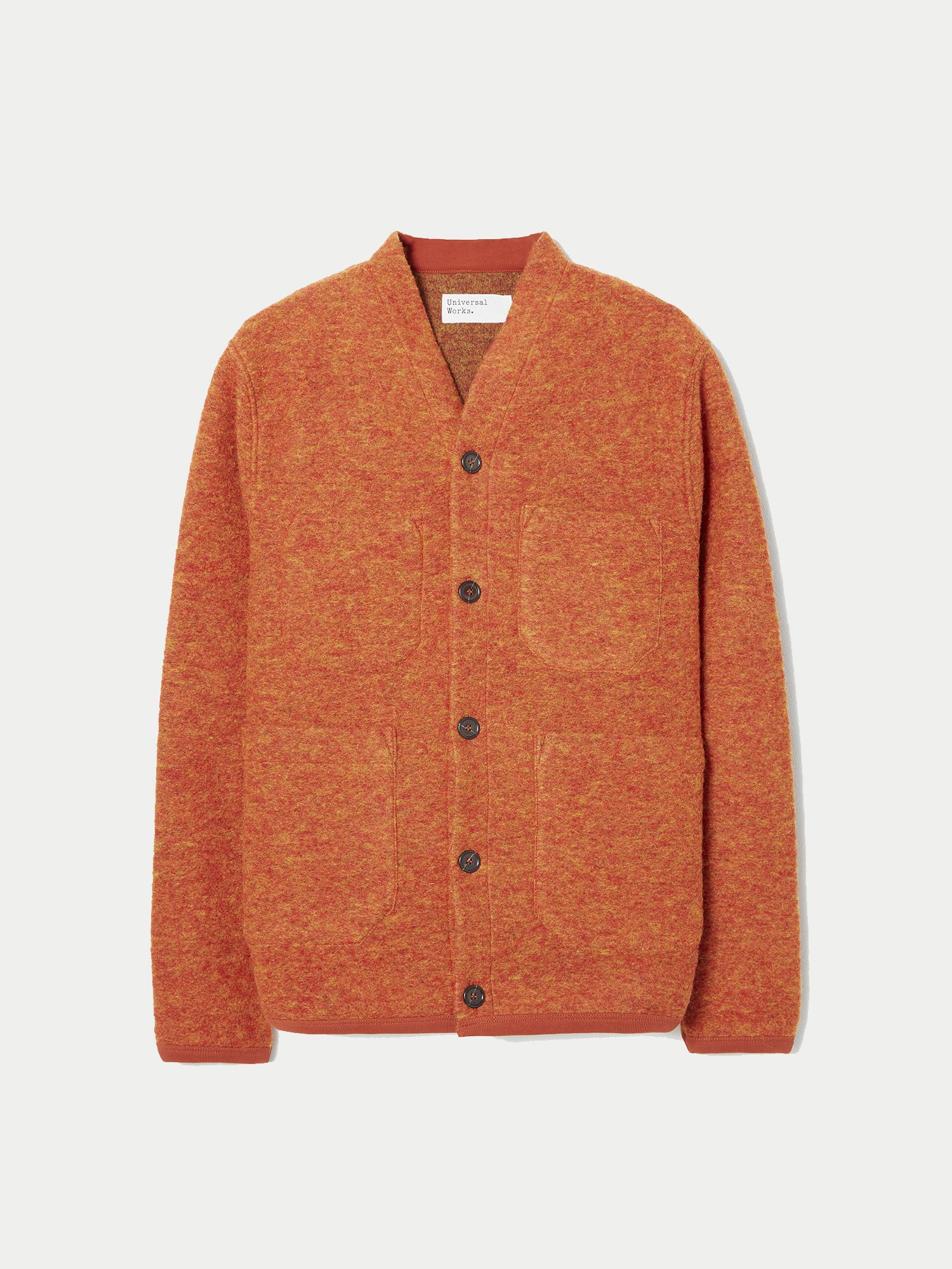 Universal Works Wool Fleece Cardigan (Orange) | Number Six