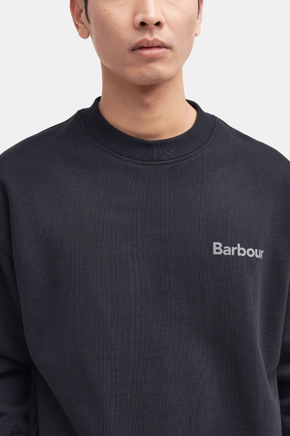 Barbour Nicholas Crew Sweatshirt (Black) Collar