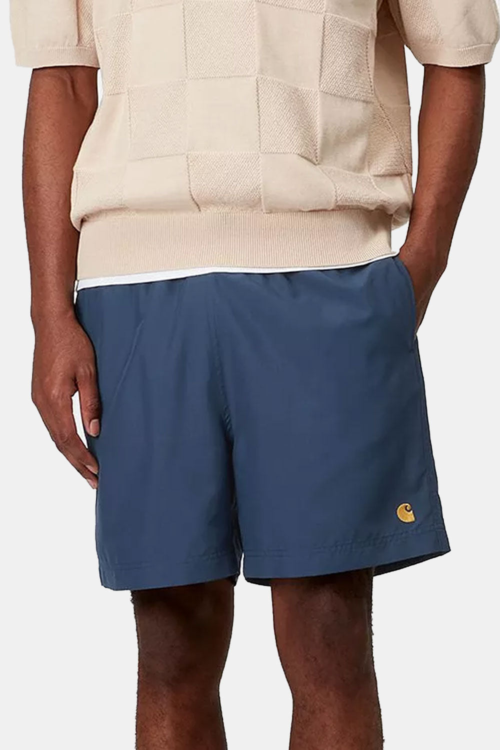 Carhartt WIP Chase Swim Trunks (Dusky Blue/Gold)