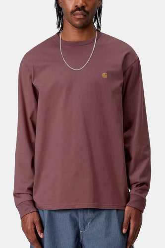 Carhartt WIP Long Sleeve Chase T-Shirt (Dusky Pink/Gold)
