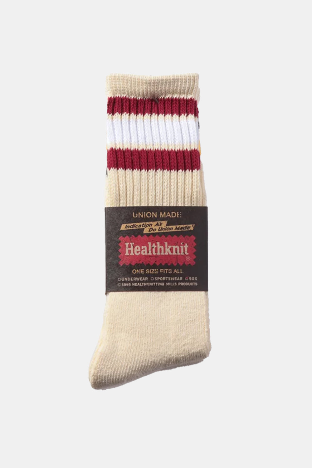 Healthknit 3 Pack 3 Line Crew Socks (White/Yellow/Red)
