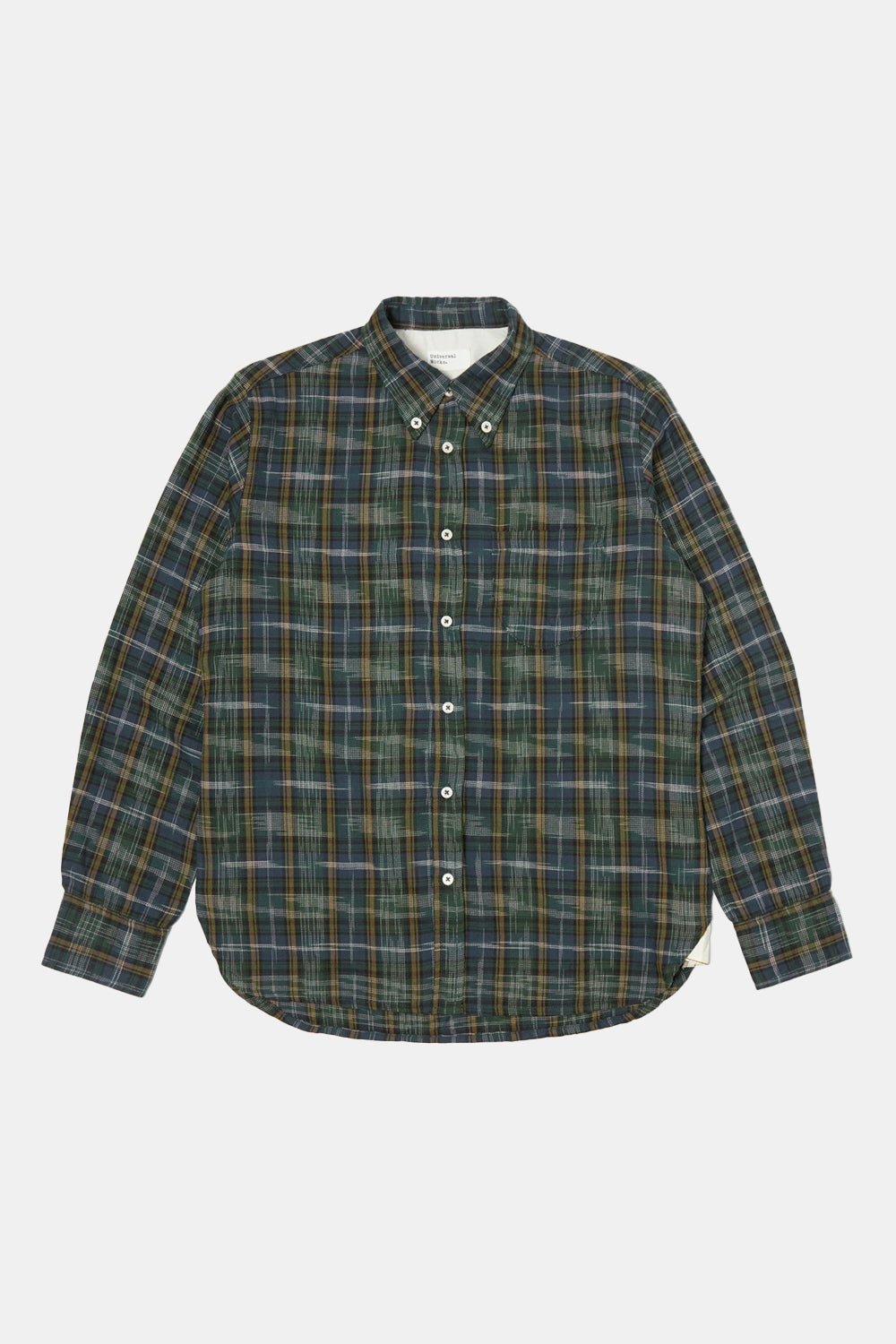 Universal Works Daybrook Shirt (Green Ikat Twill Check)

