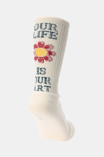 Anonymous Ism ‘O.L.I.O.A’ (Our Life is Our Art) Pile Crew (White) | Socks