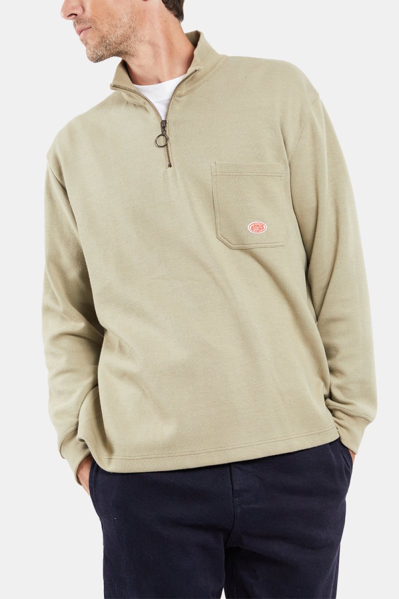 Armor Lux 1/4 Zip Sweat Camionneur Héritage (Argile Green) | Sweaters