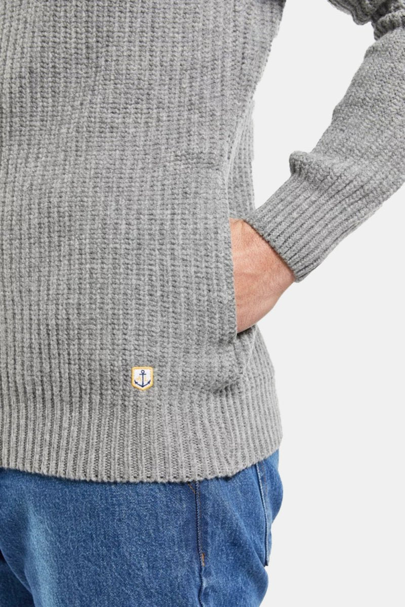Armor Lux 2x2 Ribbed Zipped Knit (Slate Grey) | Knitwear