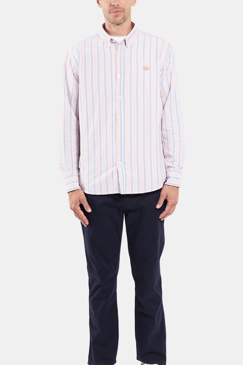 Armor Lux Oxford Stripe Henley Shirt (Pink White Blue) | Shirts