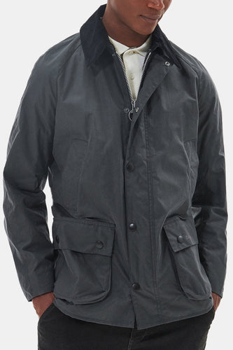 Barbour Ashby Waxed Jacket (Grey/Classic) | Jackets