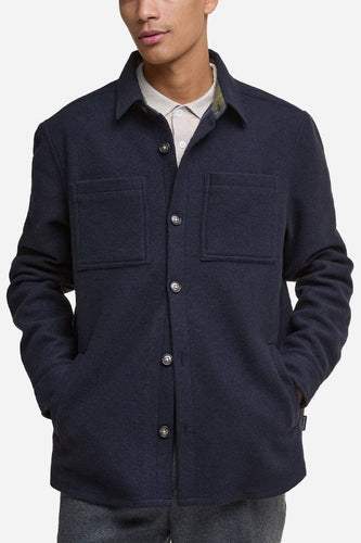 Barbour Marlow Tailored Wool Blend Overshirt (Navy Marl) | Shirts