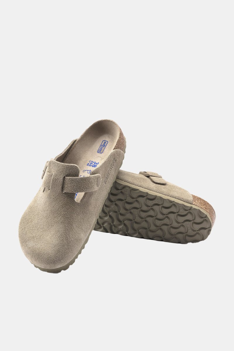 Birkenstock Boston Soft Footbed Suede Leather (Faded Khaki) | Sandals