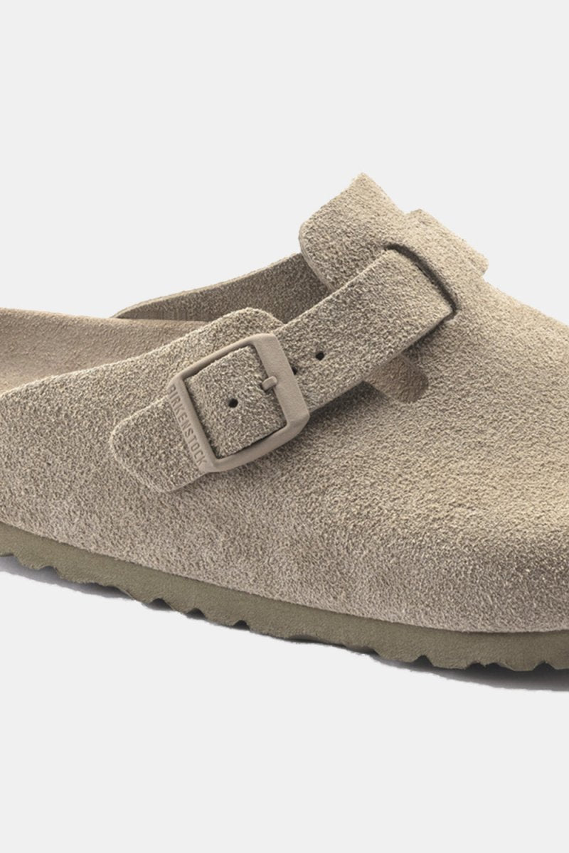 Birkenstock Boston Soft Footbed Suede Leather (Faded Khaki) | Sandals