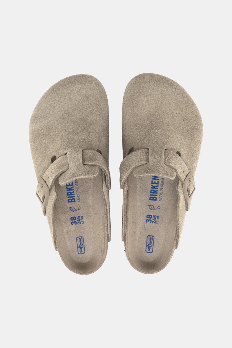 Birkenstock Boston Soft Footbed Suede Leather (Faded Khaki) | Sandals