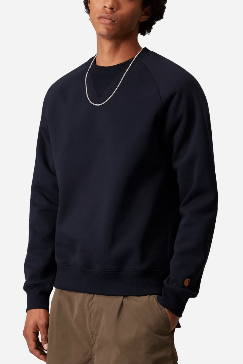 Carhartt WIP Chase Sweatshirt (Dark Navy/Gold) | Sweaters