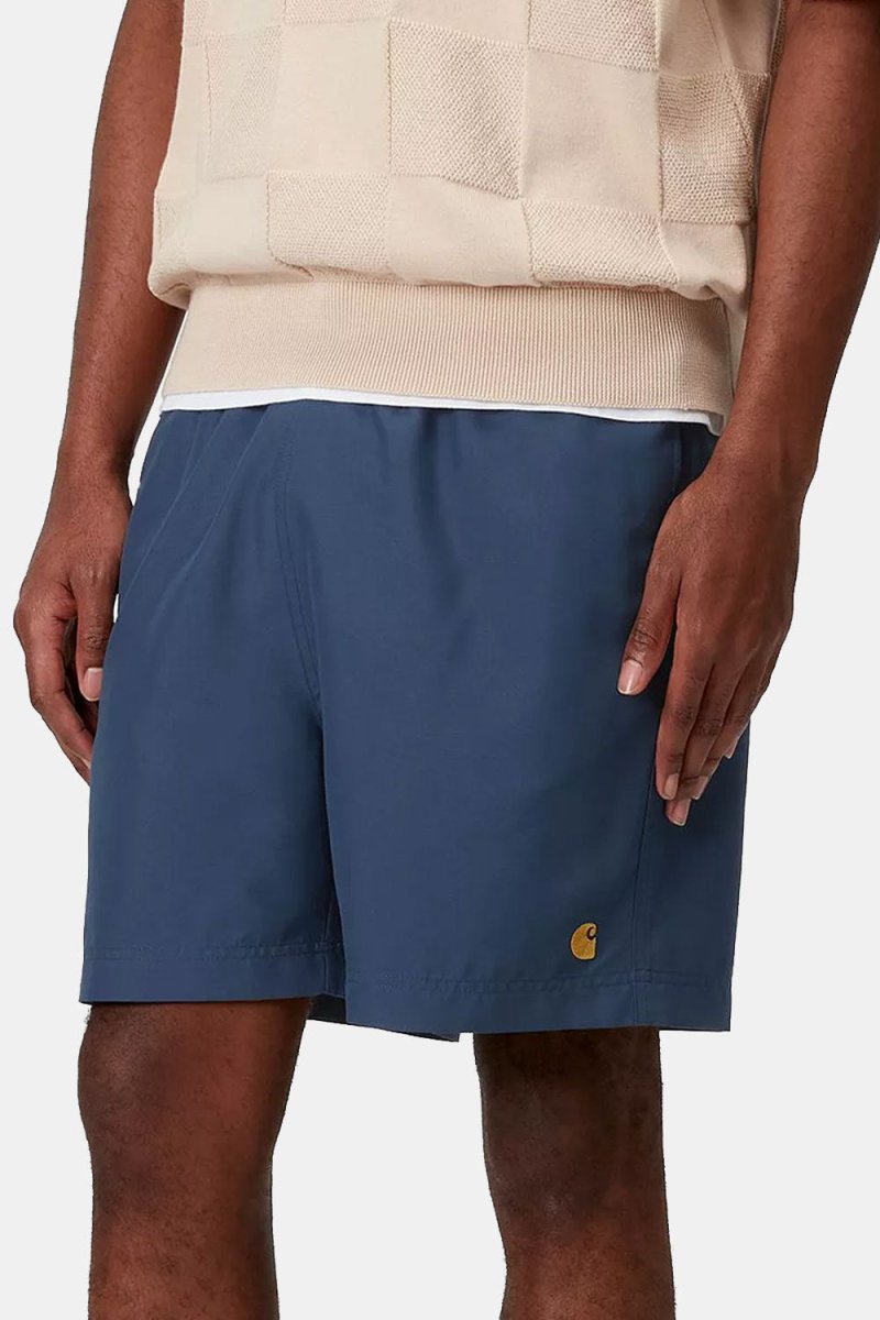 Carhartt WIP Chase Swim Trunks (Dusky Blue/Gold) | Shorts