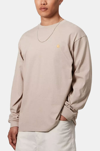 Carhartt WIP Long Sleeve Chase T-Shirt (Dusky Beige/Gold) | T-Shirts