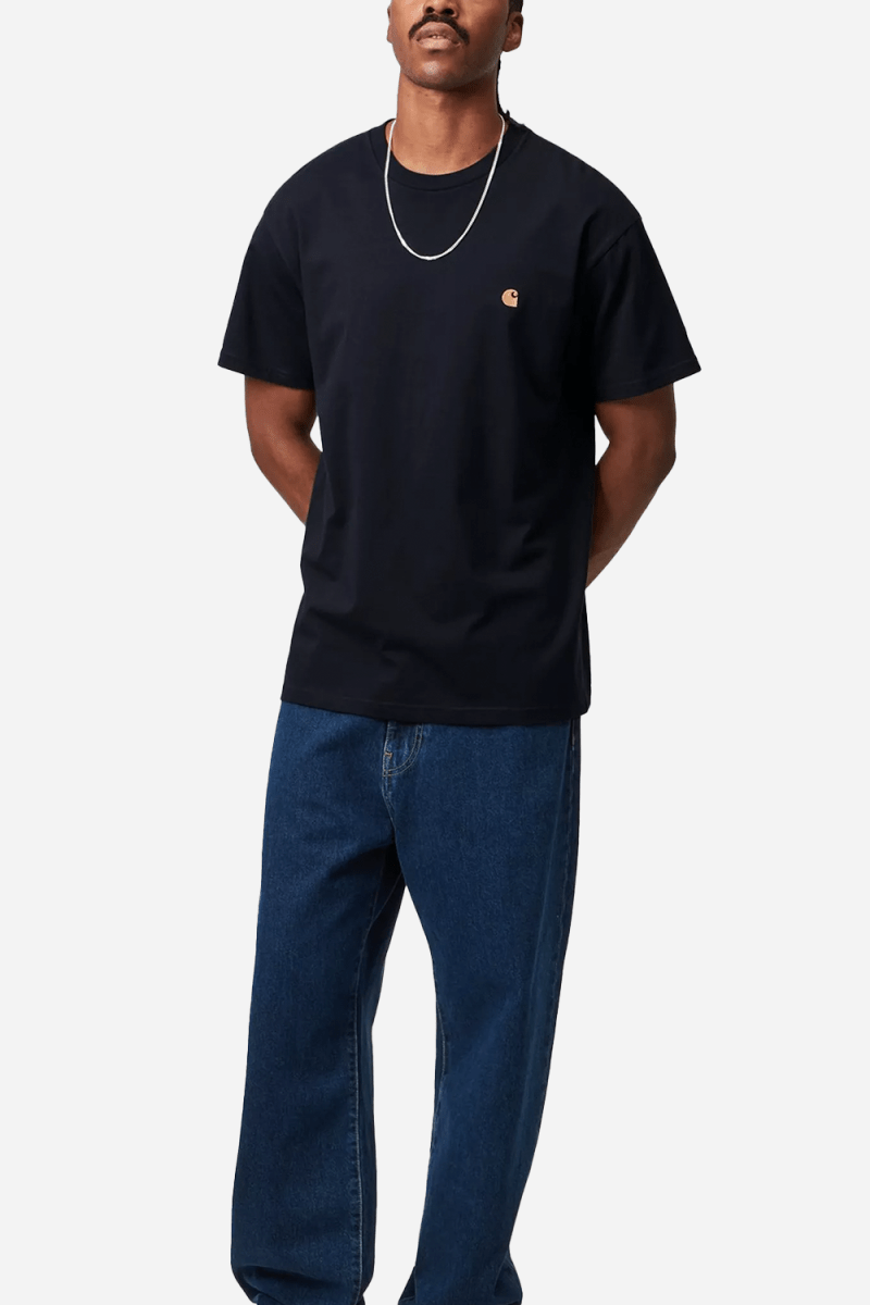 Carhartt WIP Short Sleeve Chase T-Shirt (Dark Navy/Gold) | T-Shirts