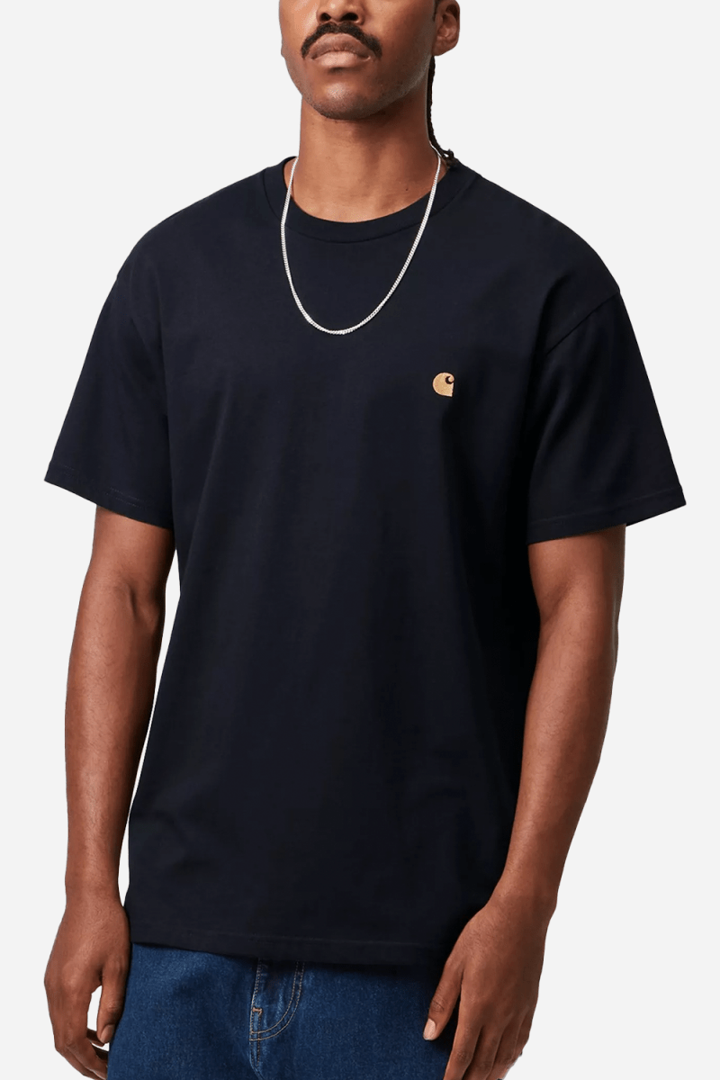 Carhartt WIP Short Sleeve Chase T-Shirt (Dark Navy/Gold) | T-Shirts