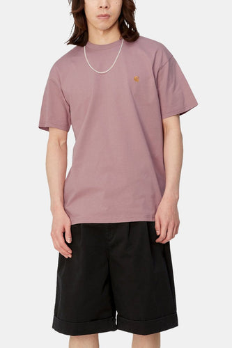 Carhartt WIP Short Sleeve Chase T-Shirt (Glassy Pink/Gold) | T-Shirts