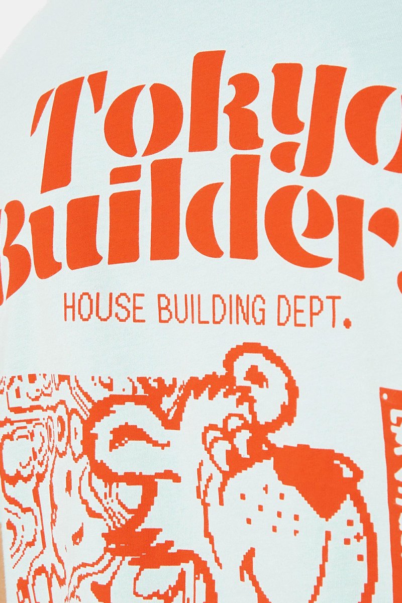 Edwin Tokyo Builders T-Shirt (Bleached Aqua) | T-Shirts