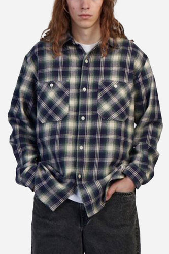 Edwin Work Long Sleeve Shirt (Navy/Green) | Shirts