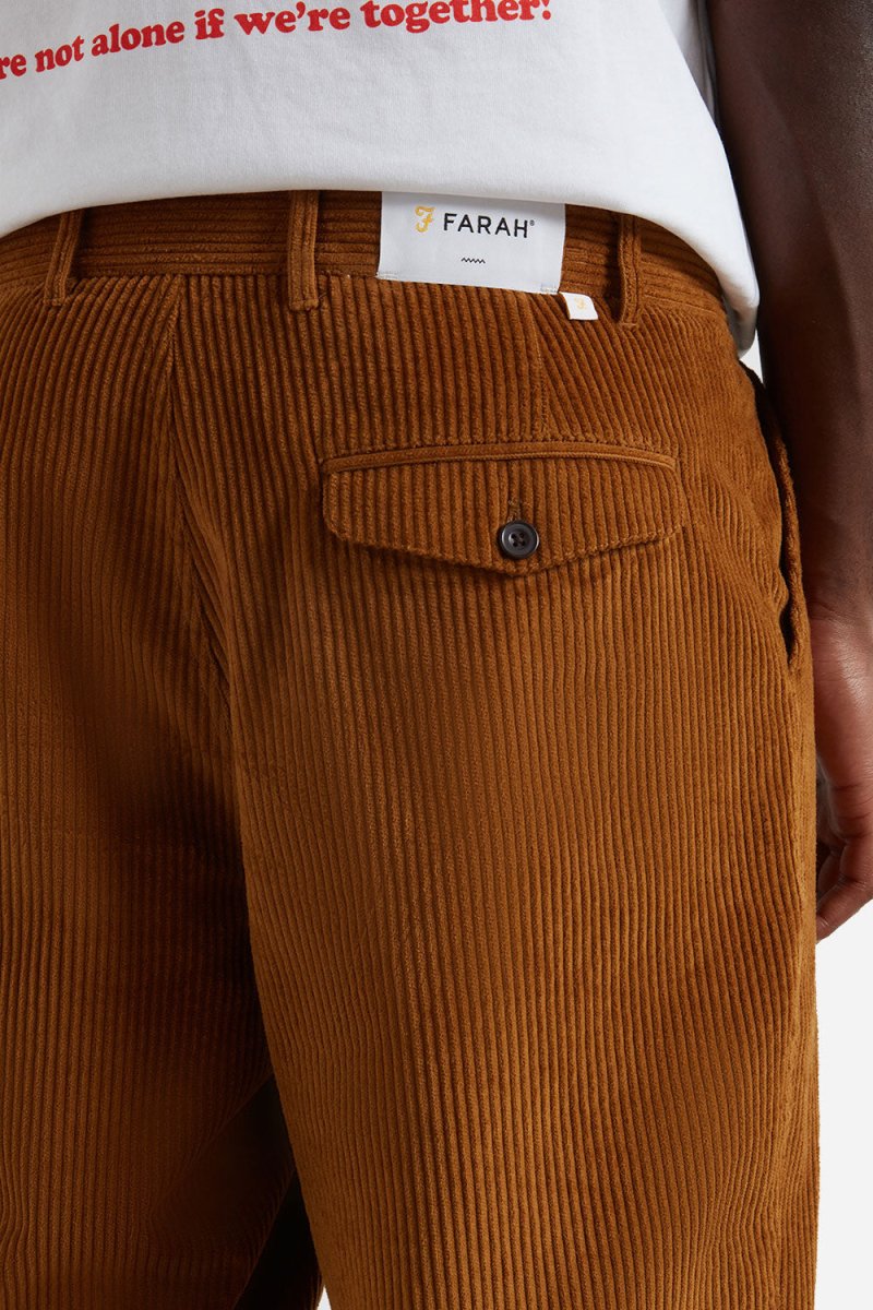 Farah Adam Archive Twin Pleat Trousers (Rich Tobacco) | Trousers