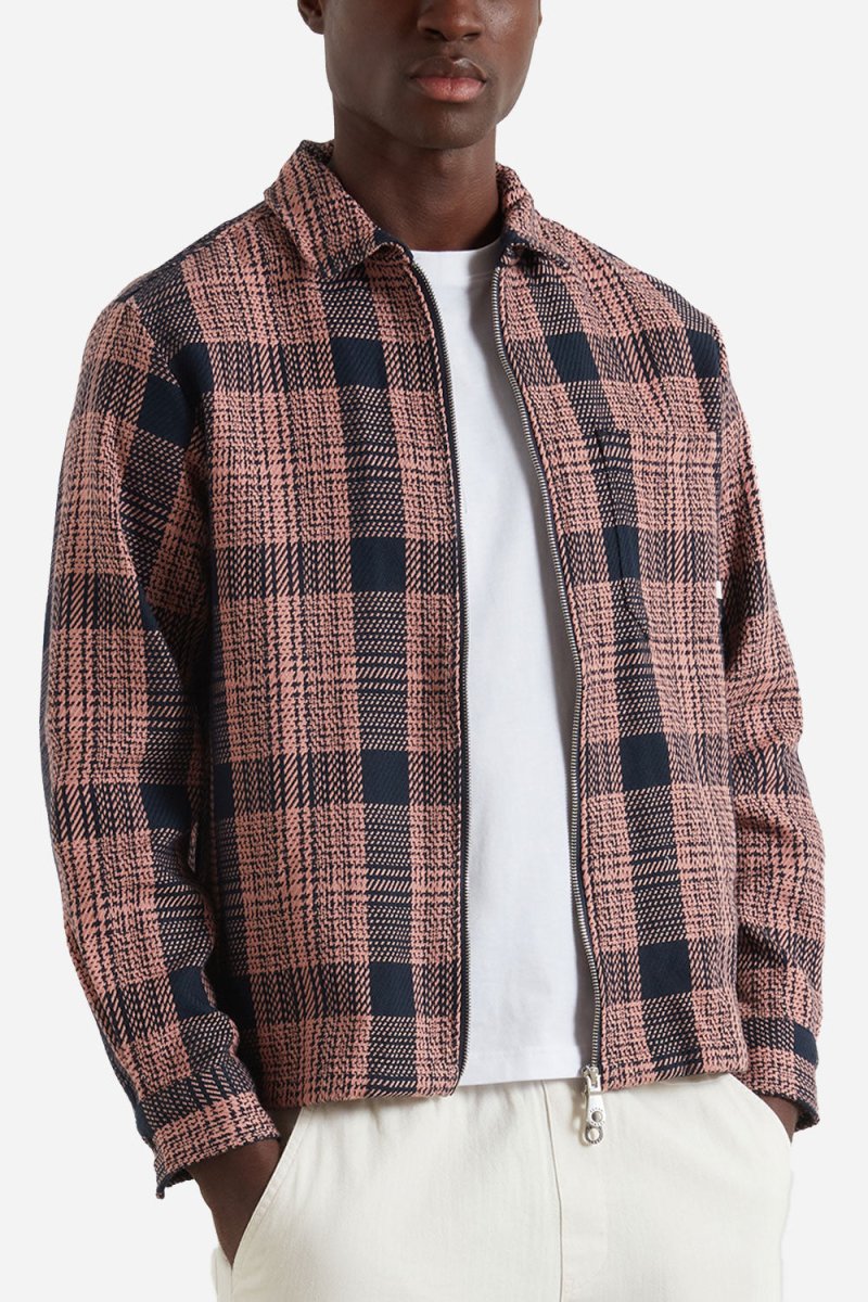 Farah Etienne Long Sleeve Check Zip (True Navy) | Jackets
