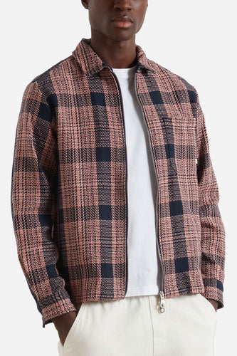 Farah Etienne Long Sleeve Check Zip (True Navy) | Jackets