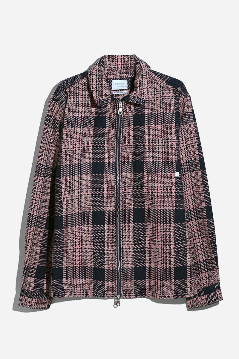 Farah Etienne Long Sleeve Check Zip (True Navy) | Jackets