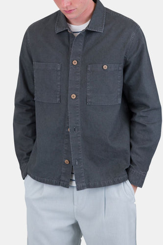Folk Patch Overshirt (Charcoal Hemp Canvas) | Shirts