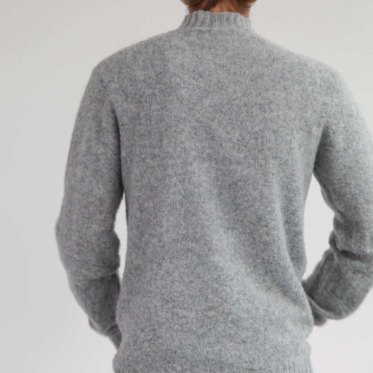 Half Dozen Shaggy Double-Brushed High Neck Crew (Silver Grey) | Knitwear