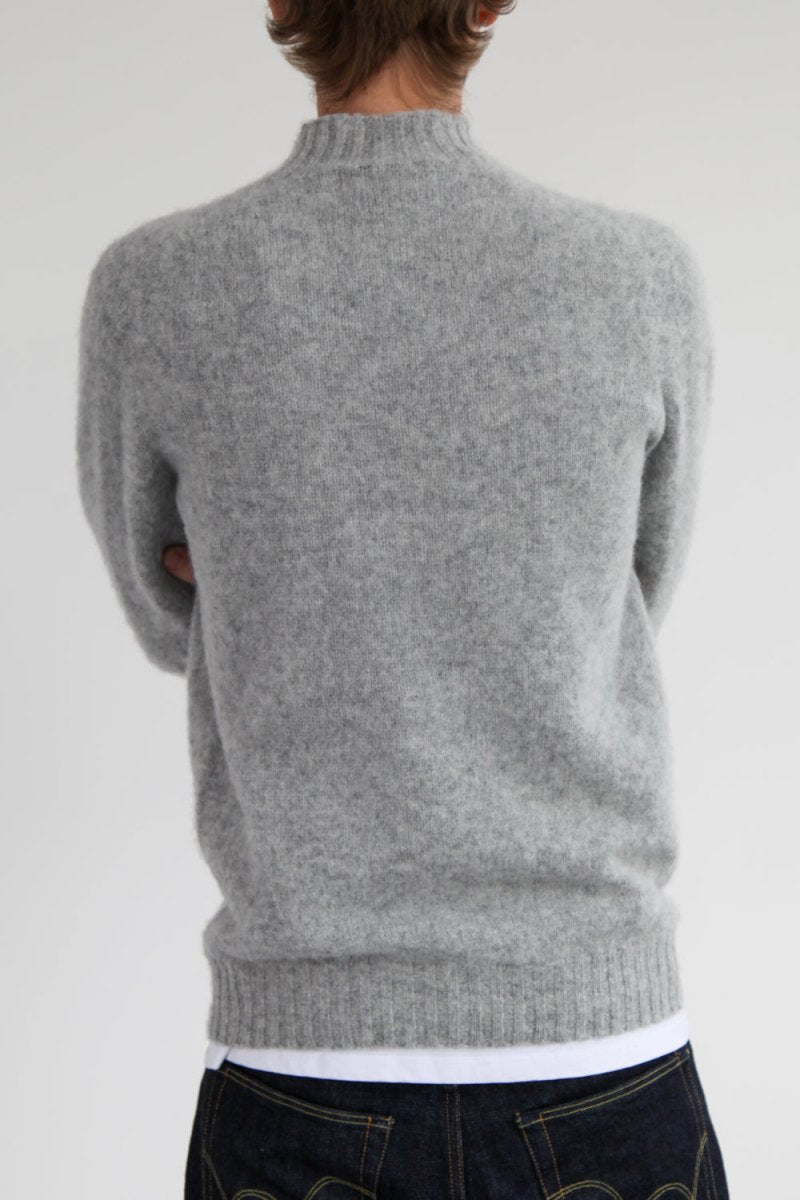 Half Dozen Shaggy Double-Brushed High Neck Crew (Silver Grey) | Knitwear