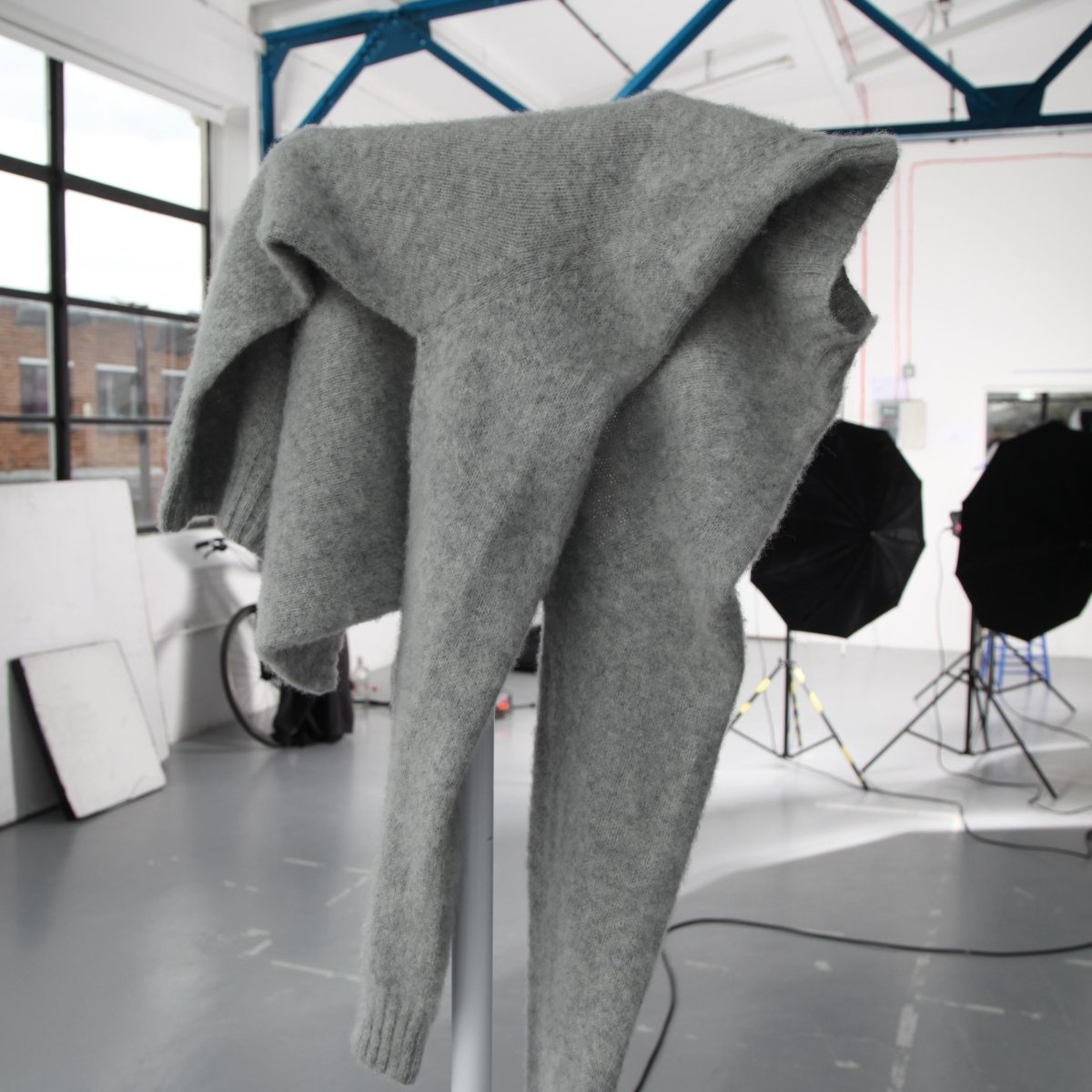 Half Dozen Shaggy Double-Brushed High Neck Crew (Silver Grey) | Knitwear