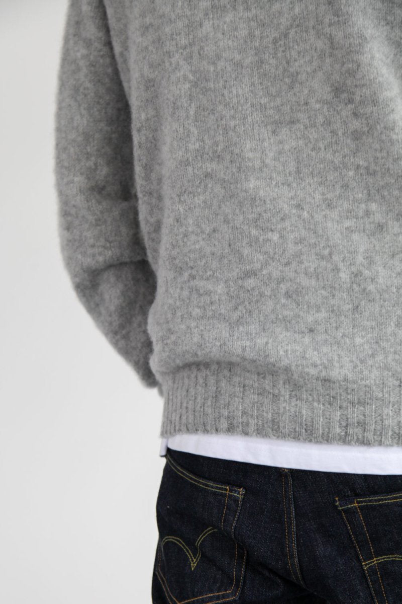 Half Dozen Shaggy Double-Brushed High Neck Crew (Silver Grey) | Knitwear