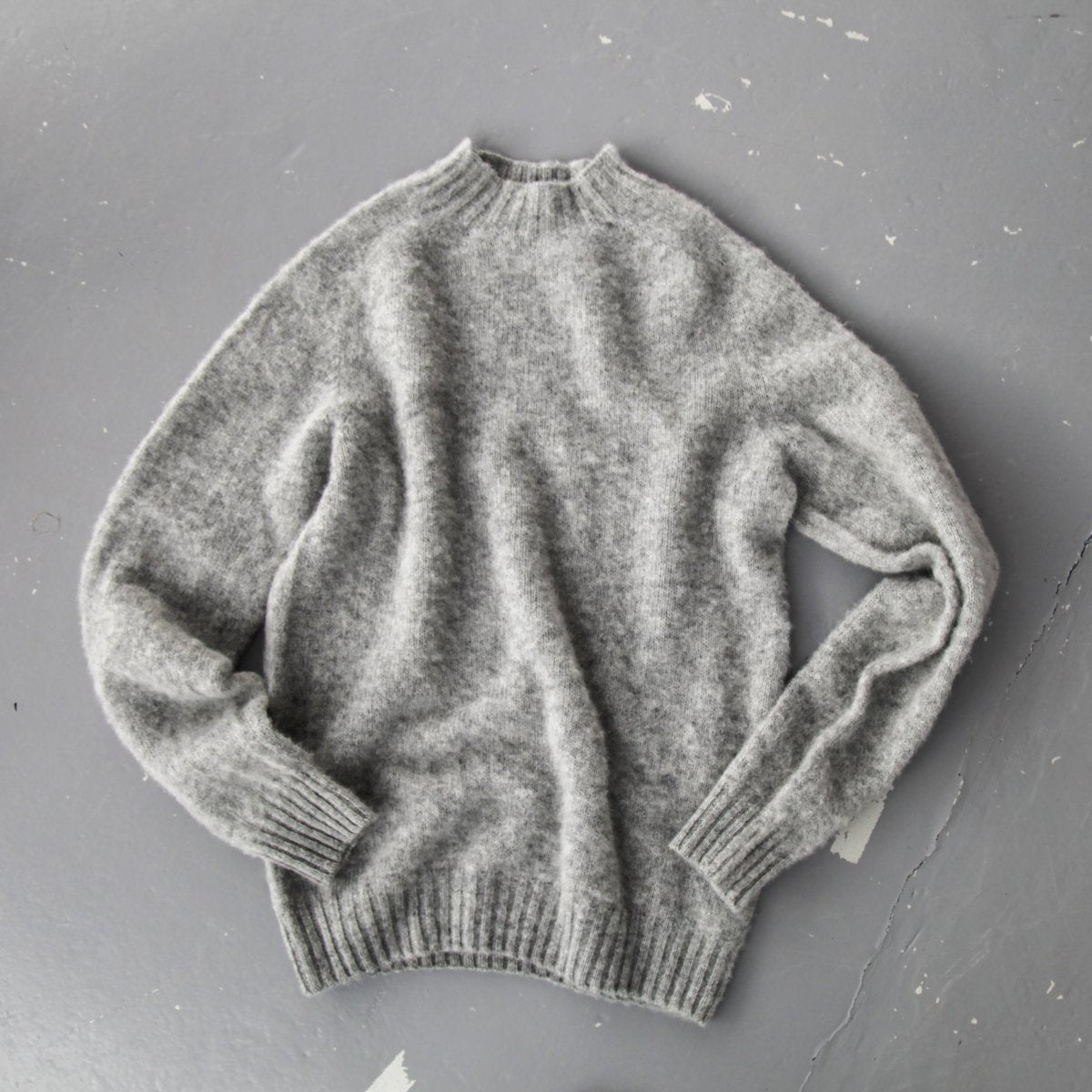 Half Dozen Shaggy Double-Brushed High Neck Crew (Silver Grey) | Knitwear