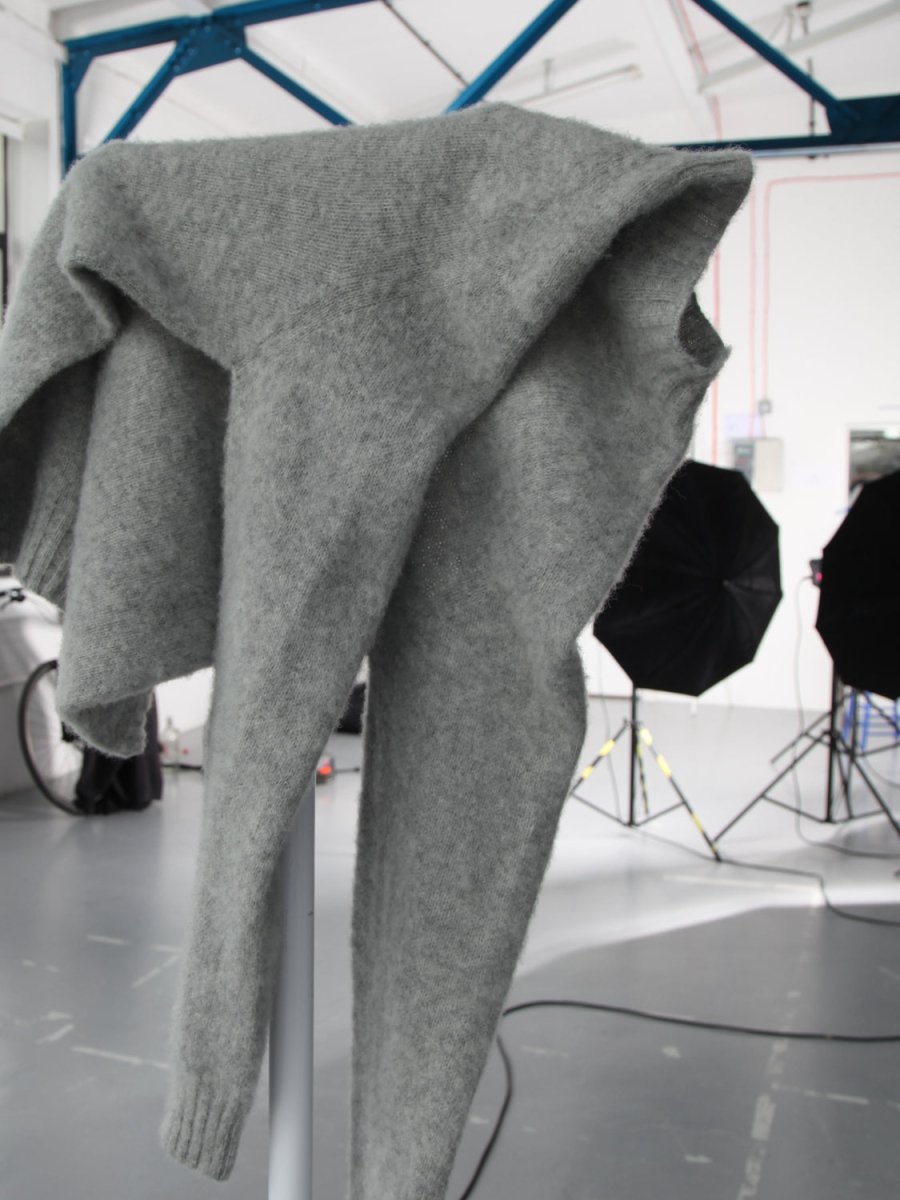 Half Dozen Shaggy Double-Brushed High Neck Crew (Silver Grey) | Knitwear