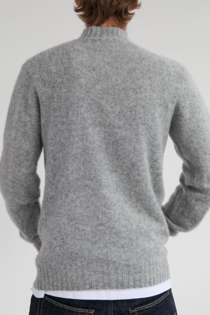 Half Dozen Shaggy Double-Brushed High Neck Crew (Silver Grey) | Knitwear