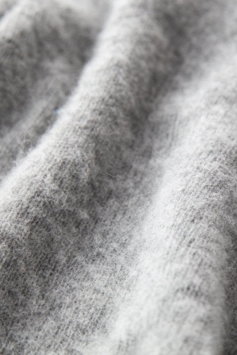 Half Dozen Shaggy Double-Brushed High Neck Crew (Silver Grey) | Knitwear