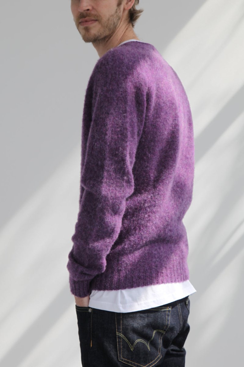Half Dozen Shaggy Supersoft Brushed Cardigan (Heather Purple) | Knitwear