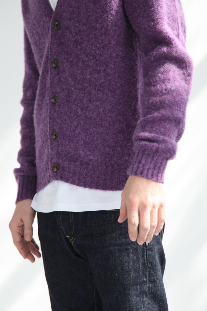 Half Dozen Shaggy Supersoft Brushed Cardigan (Heather Purple) | Knitwear