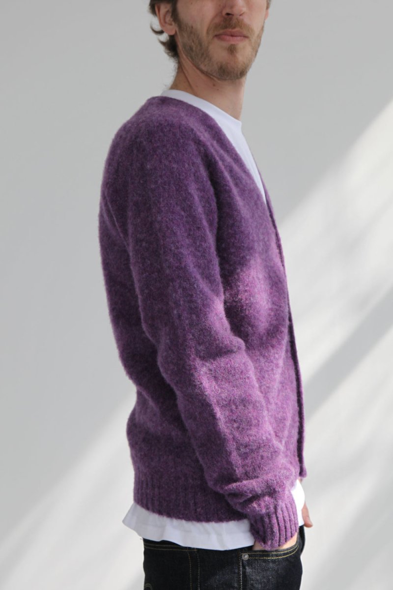 Half Dozen Shaggy Supersoft Brushed Cardigan (Heather Purple) | Knitwear