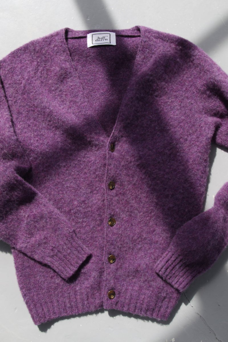 Half Dozen Shaggy Supersoft Brushed Cardigan (Heather Purple) | Knitwear