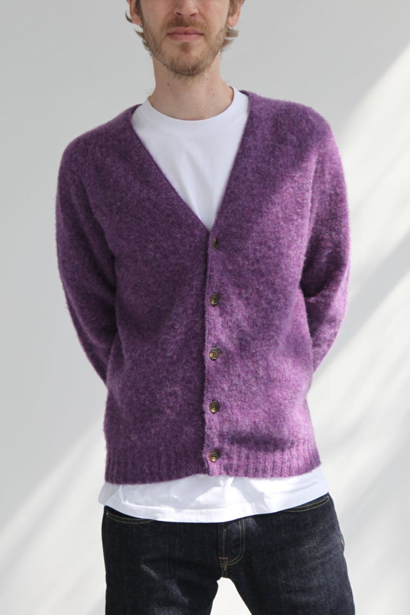 Half Dozen Shaggy Supersoft Brushed Cardigan (Heather Purple) | Knitwear