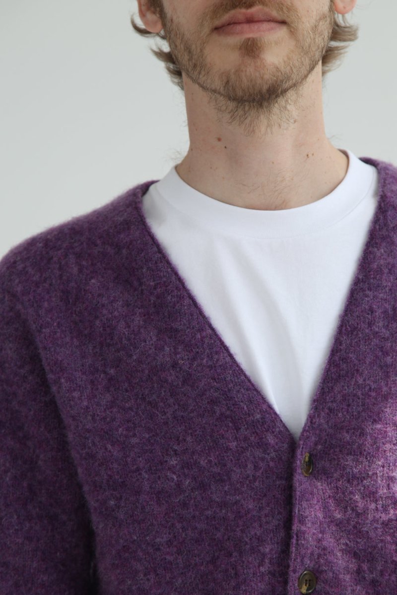 Half Dozen Shaggy Supersoft Brushed Cardigan (Heather Purple) | Knitwear