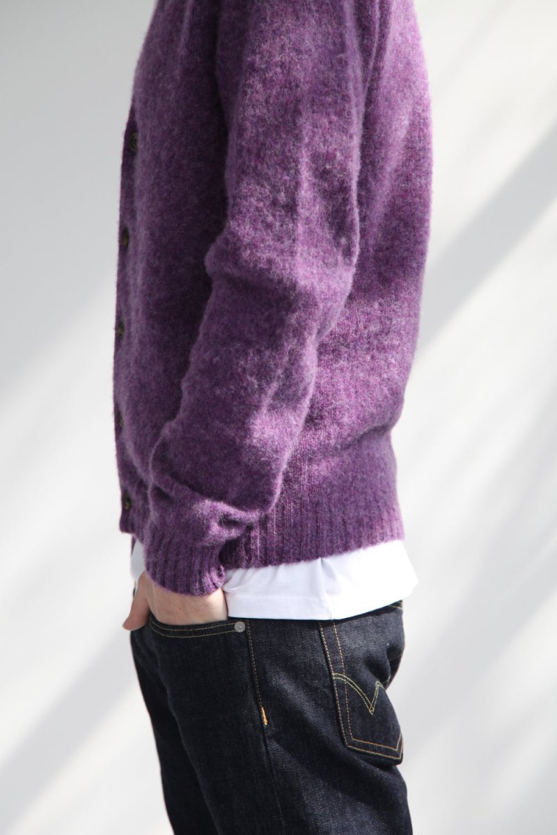 Half Dozen Shaggy Supersoft Brushed Cardigan (Heather Purple) | Knitwear