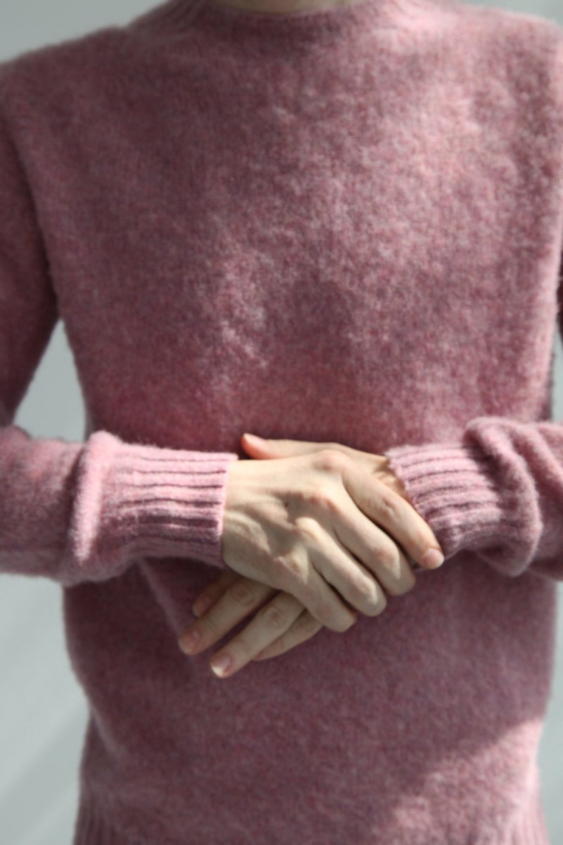 Half Dozen Super Soft Double Brushed Crew Neck (Heather Orchid) | Knitwear