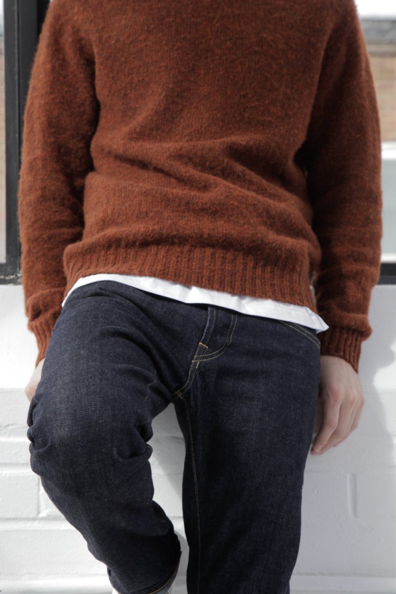 Half Dozen Super-Soft Double Brushed Crew Neck Knitted Jumper (Rust) | Knitwear