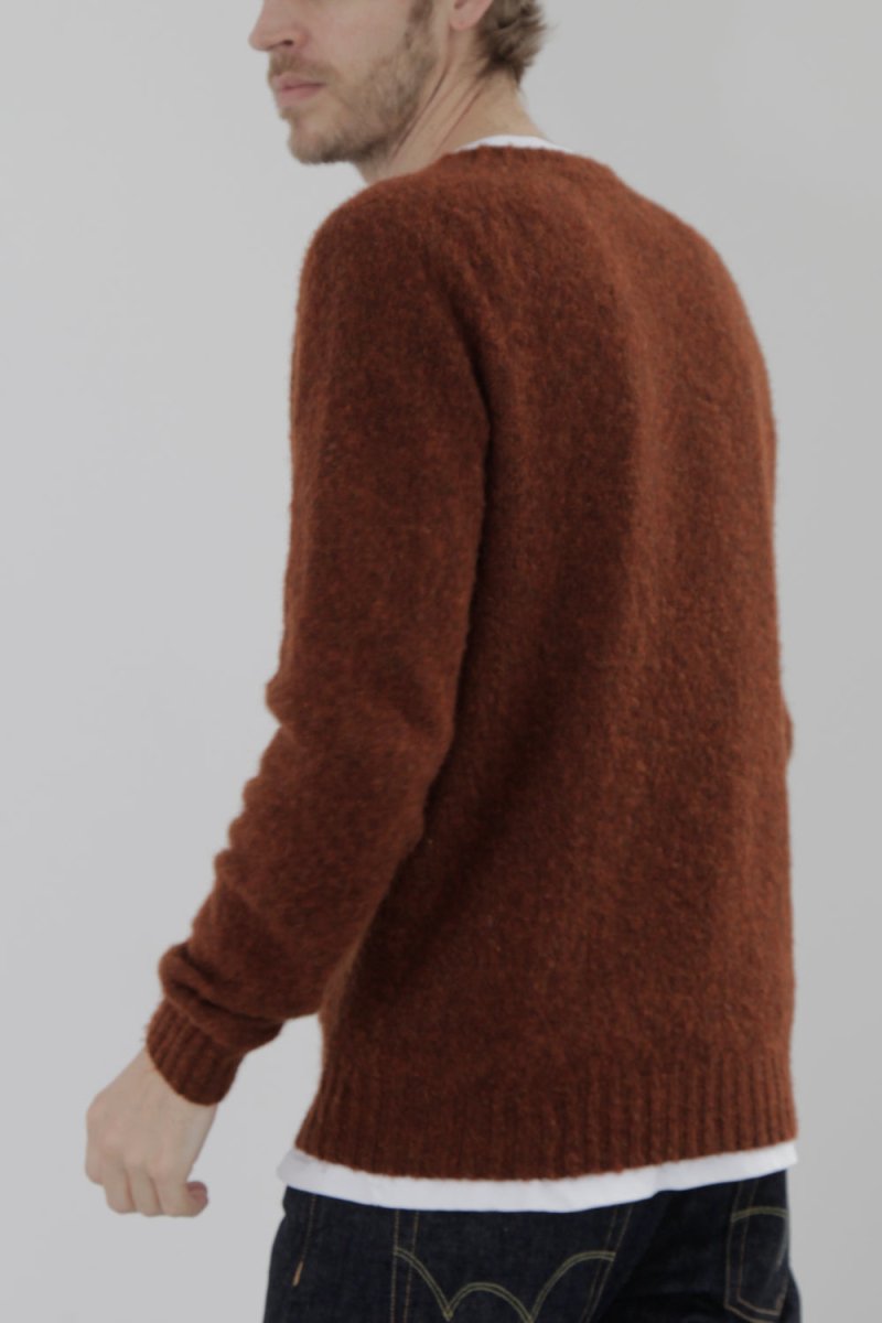 Half Dozen Super-Soft Double Brushed Crew Neck Knitted Jumper (Rust) | Knitwear