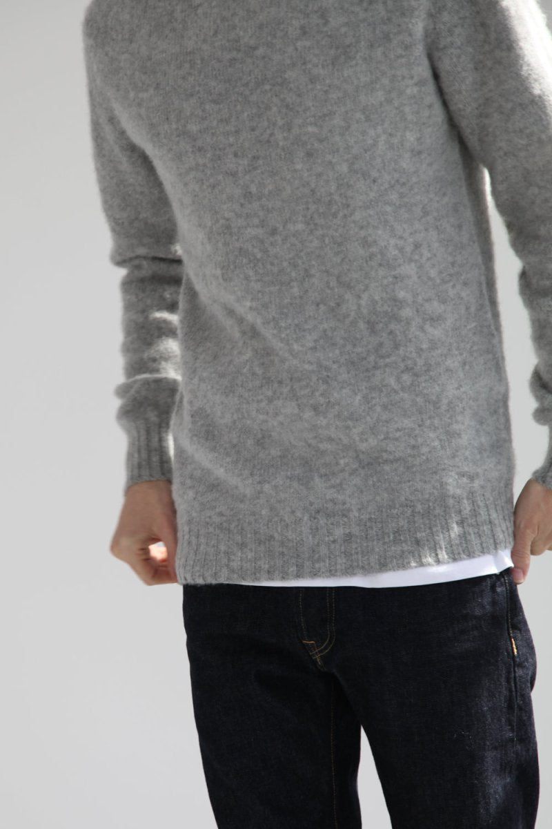 Half-Dozen Double Brushed Crew Neck Knitted Jumper - Silver Grey